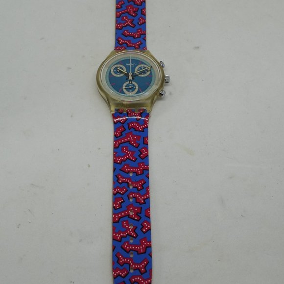 VINTAGE 1992 Swatch Chrono SCK100 "Wild Card" 37mm Swiss Made Watch NOS - Picture 6 of 11